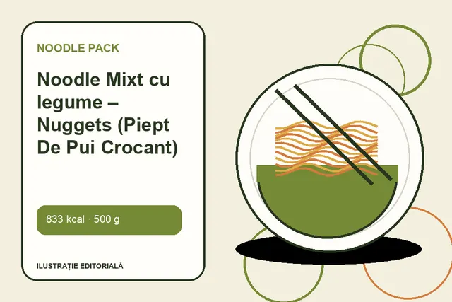 Noodle Mixt cu legume – Nuggets (Piept De Pui Crocant) de la Noodle Pack — ilustrație editorială unică