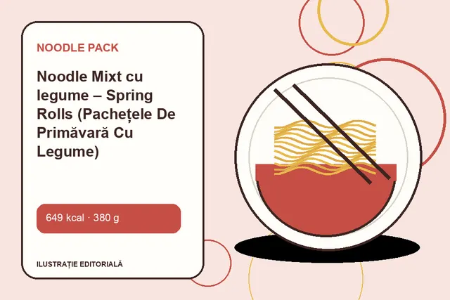 Noodle Mixt cu legume – Spring Rolls (Pachețele De Primăvară Cu Legume) de la Noodle Pack — ilustrație editorială unică