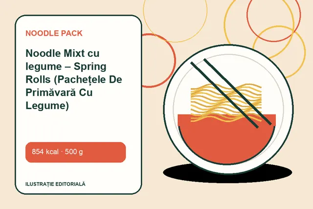Noodle Mixt cu legume – Spring Rolls (Pachețele De Primăvară Cu Legume) de la Noodle Pack — ilustrație editorială unică