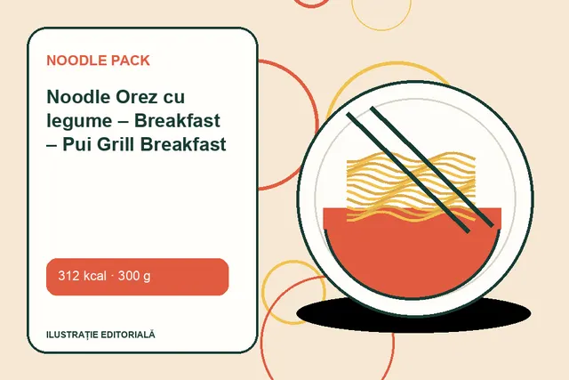 Noodle Orez cu legume – Breakfast – Pui Grill Breakfast de la Noodle Pack — ilustrație editorială unică
