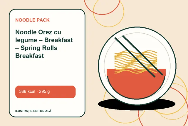Noodle Orez cu legume – Breakfast – Spring Rolls Breakfast de la Noodle Pack — ilustrație editorială unică