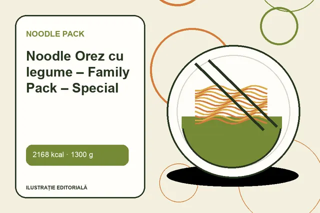 Noodle Orez cu legume – Family Pack – Special de la Noodle Pack — ilustrație editorială unică