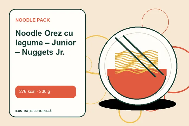 Noodle Orez cu legume – Junior – Nuggets Jr. de la Noodle Pack — ilustrație editorială unică