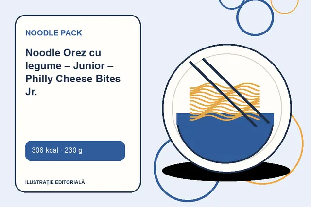 Noodle Orez cu legume – Junior – Philly Cheese Bites Jr. de la Noodle Pack — ilustrație editorială unică