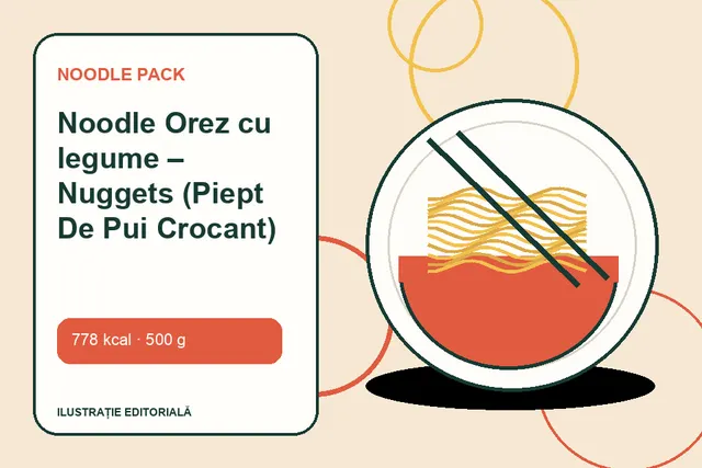 Noodle Orez cu legume – Nuggets (Piept De Pui Crocant) de la Noodle Pack — ilustrație editorială unică