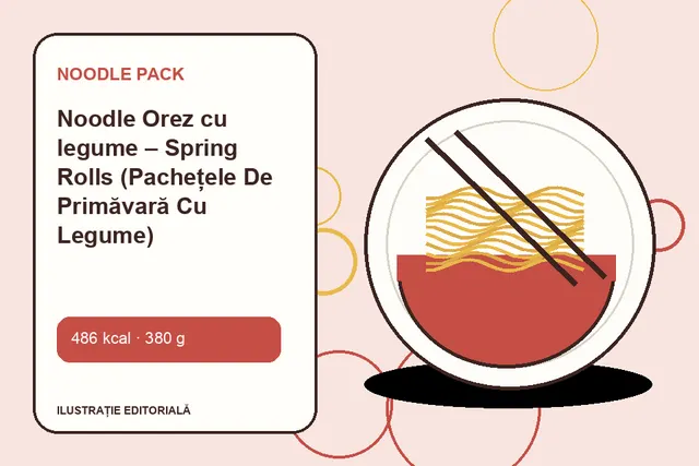 Noodle Orez cu legume – Spring Rolls (Pachețele De Primăvară Cu Legume) de la Noodle Pack — ilustrație editorială unică