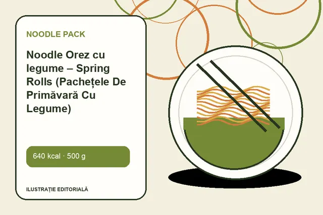 Noodle Orez cu legume – Spring Rolls (Pachețele De Primăvară Cu Legume) de la Noodle Pack — ilustrație editorială unică