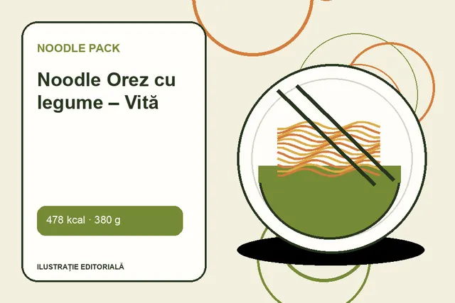 Noodle Orez cu legume – Vită de la Noodle Pack — ilustrație editorială unică