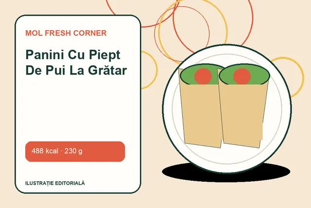 Panini Cu Piept De Pui La Grătar de la MOL Fresh Corner — ilustrație editorială unică