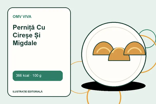 Perniță Cu Cireșe Și Migdale de la OMV VIVA — ilustrație editorială unică
