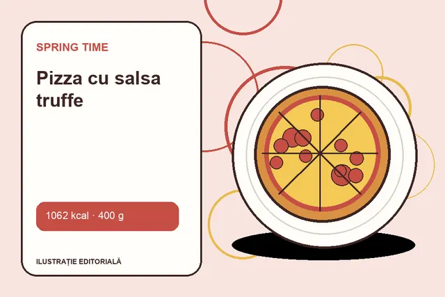 Pizza cu salsa truffe de la Spring Time — ilustrație editorială unică