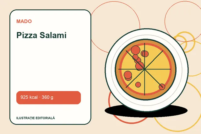 Pizza Salami de la MADO — ilustrație editorială unică