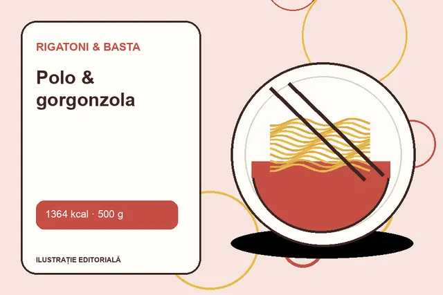Polo & gorgonzola de la Rigatoni & Basta — ilustrație editorială unică