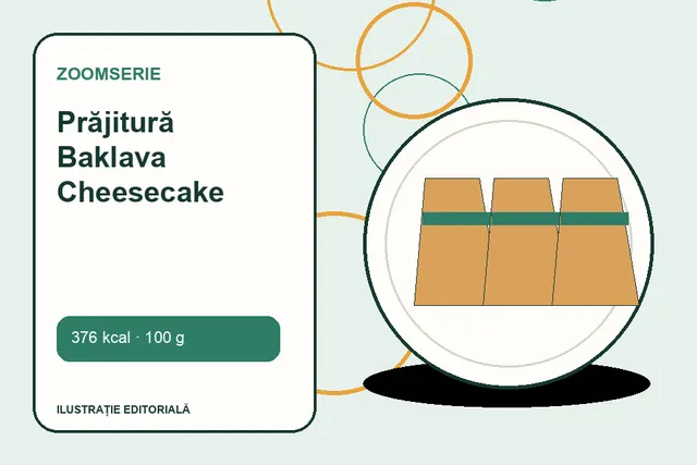 Prăjitură Baklava Cheesecake de la Zoomserie — ilustrație editorială unică
