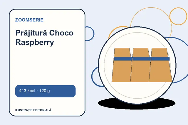 Prăjitură Choco Raspberry de la Zoomserie — ilustrație editorială unică