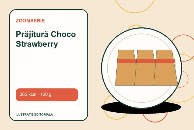 Prăjitură Choco Strawberry de la Zoomserie — ilustrație editorială unică