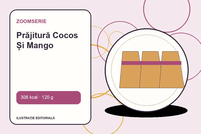 Prăjitură Cocos Și Mango de la Zoomserie — ilustrație editorială unică
