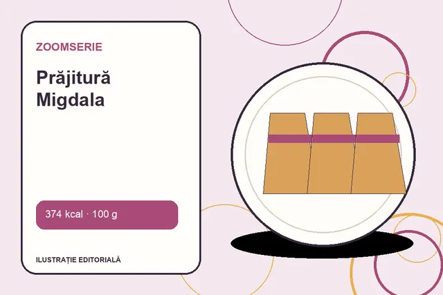 Prăjitură Migdala de la Zoomserie — ilustrație editorială unică