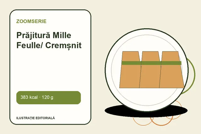 Prăjitură Mille Feulle/ Cremșnit de la Zoomserie — ilustrație editorială unică