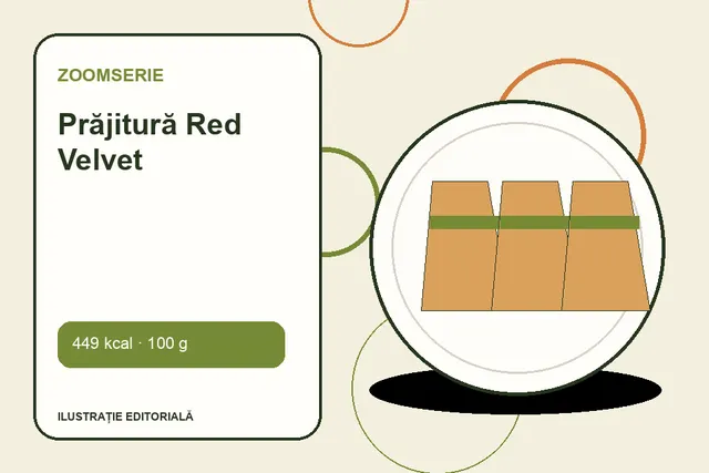 Prăjitură Red Velvet de la Zoomserie — ilustrație editorială unică