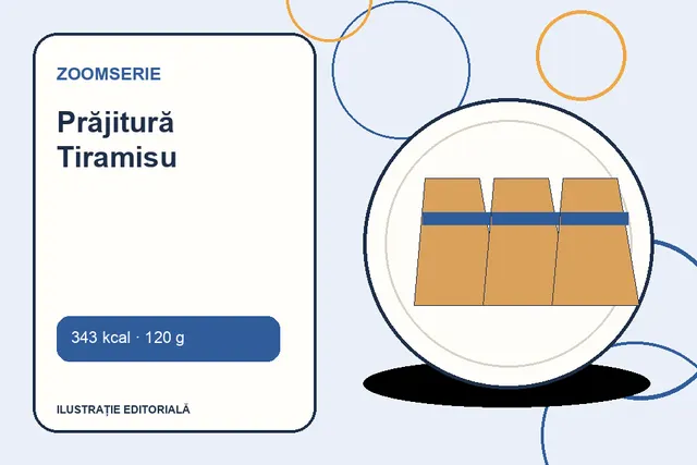 Prăjitură Tiramisu de la Zoomserie — ilustrație editorială unică