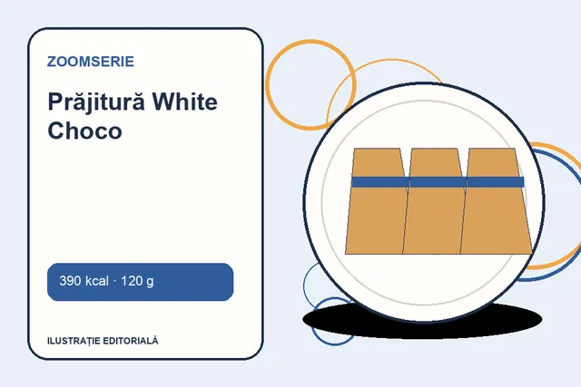 Prăjitură White Choco de la Zoomserie — ilustrație editorială unică