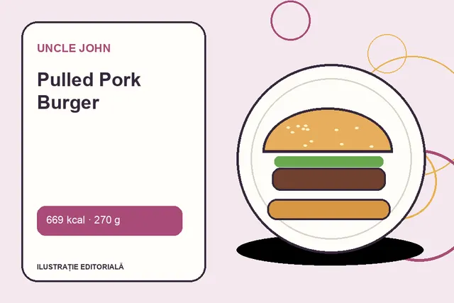 Pulled Pork Burger de la Uncle John — ilustrație editorială unică