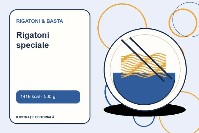 Rigatoni speciale de la Rigatoni & Basta — ilustrație editorială unică