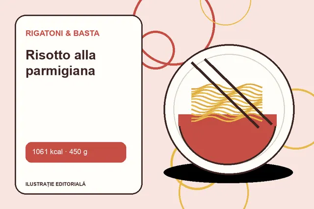 Risotto alla parmigiana de la Rigatoni & Basta — ilustrație editorială unică