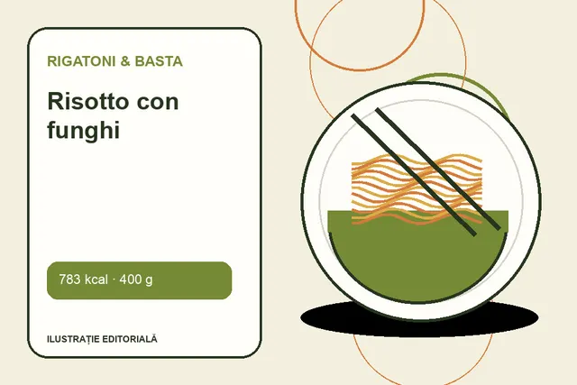 Risotto con funghi de la Rigatoni & Basta — ilustrație editorială unică