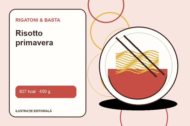 Risotto primavera de la Rigatoni & Basta — ilustrație editorială unică