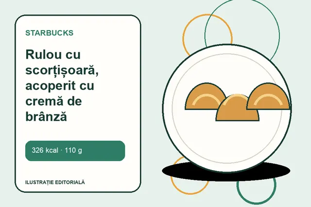 Rulou cu scorțișoară, acoperit cu cremă de brânză de la Starbucks — ilustrație editorială unică