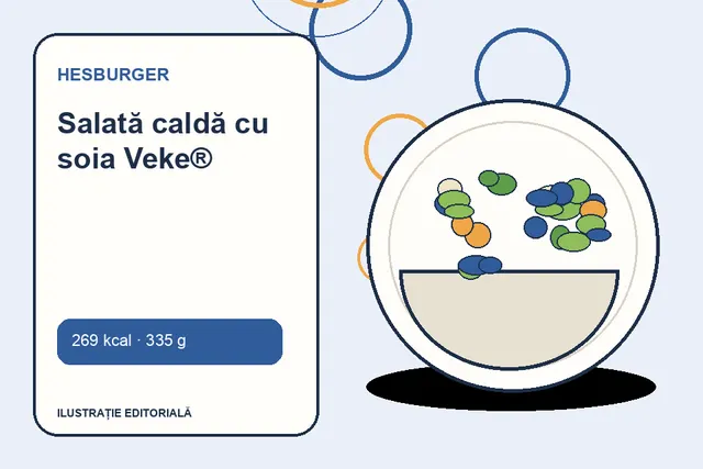 Salată caldă cu soia Veke® de la Hesburger — ilustrație editorială unică