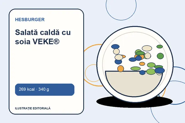 Salată caldă cu soia VEKE® de la Hesburger — ilustrație editorială unică