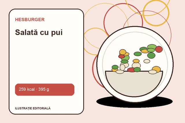 Salată cu pui de la Hesburger — ilustrație editorială unică