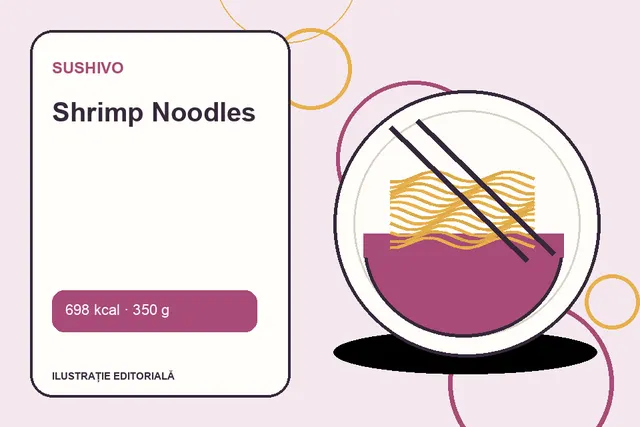 Shrimp Noodles de la Sushivo — ilustrație editorială unică