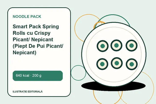 Smart Pack Spring Rolls cu Crispy Picant/ Nepicant (Piept De Pui Picant/ Nepicant) de la Noodle Pack — ilustrație editorială unică