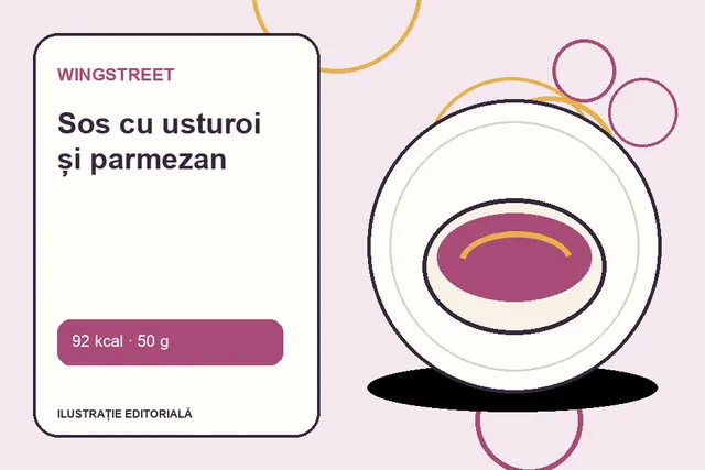 Sos cu usturoi și parmezan de la WingStreet — ilustrație editorială unică