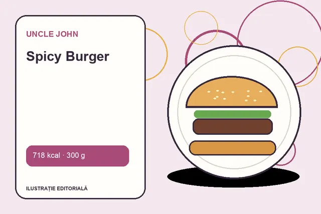 Spicy Burger de la Uncle John — ilustrație editorială unică