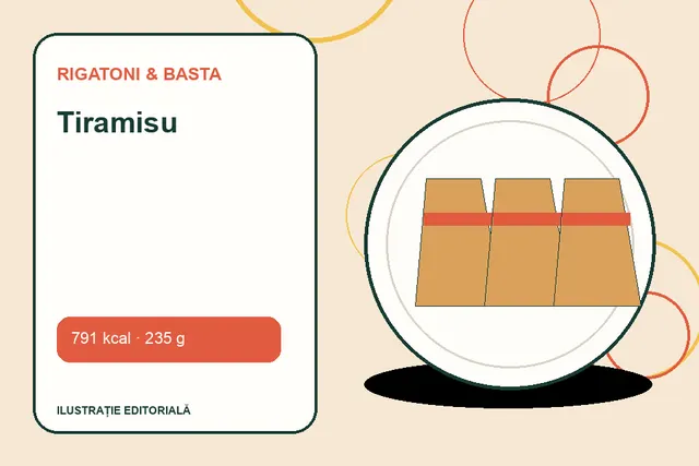 Tiramisu de la Rigatoni & Basta — ilustrație editorială unică