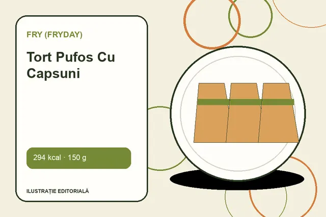 Tort Pufos Cu Capsuni de la FRY (FryDay) — ilustrație editorială unică