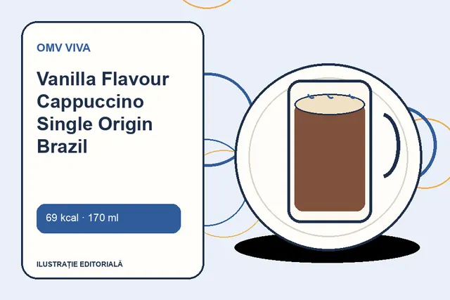 Vanilla Flavour Cappuccino Single Origin Brazil de la OMV VIVA — ilustrație editorială unică