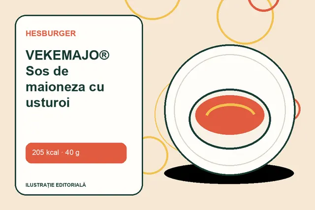 VEKEMAJO® Sos de maioneza cu usturoi de la Hesburger — ilustrație editorială unică