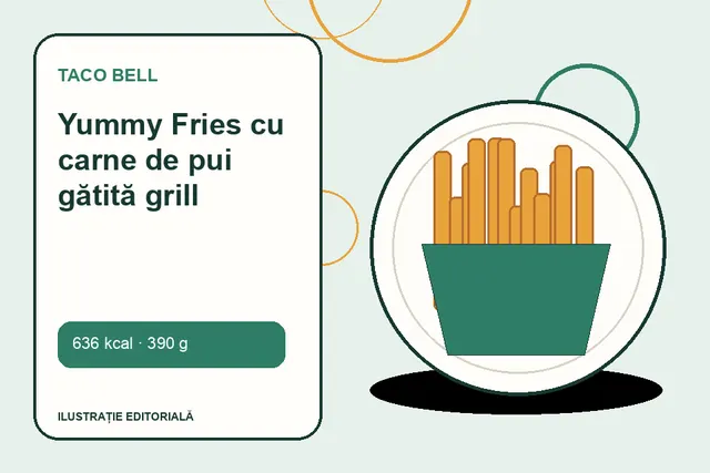 Yummy Fries cu carne de pui gătită grill de la Taco Bell — ilustrație editorială unică
