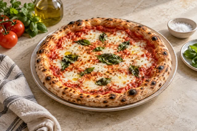 Pizza cu mozzarella și sos de roșii