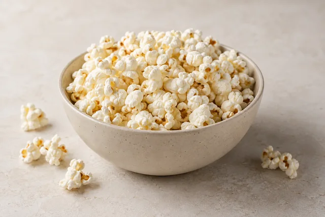 Popcorn simplu făcut cu aer, într-un bol